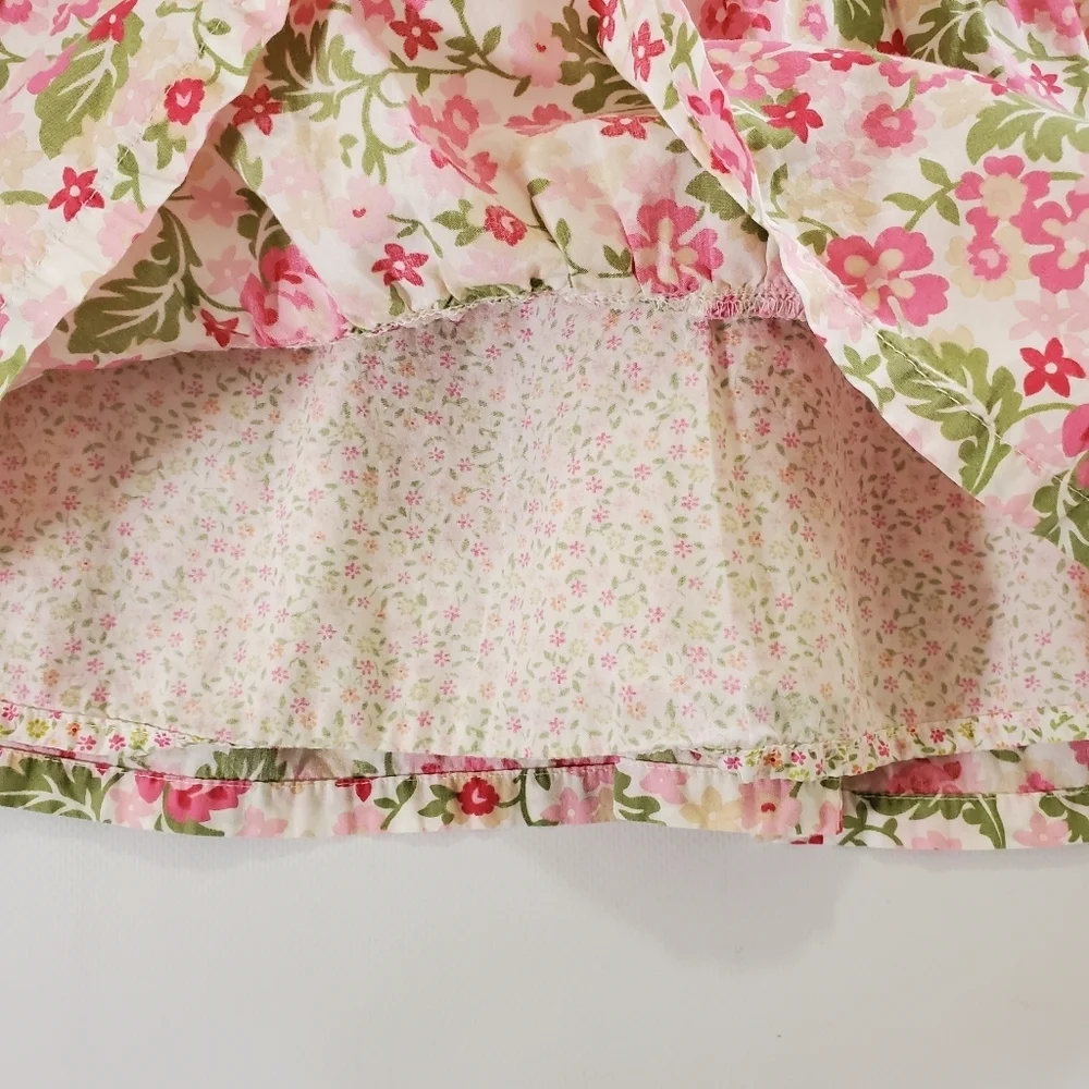 K1173 * Baby Gap Girls Floral Casual Dress White Pink Green Size 12-18M